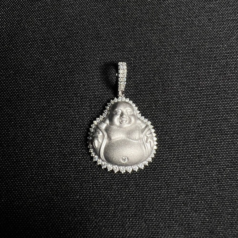 0.88 ctw VVS D Moissanite Buddha Pendant crafted in 925 Sterling Silver